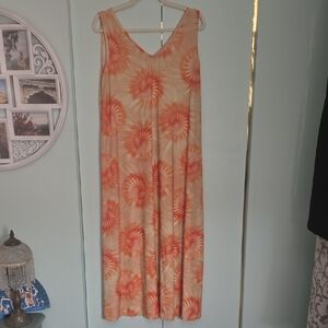 Orange and Cream Tie-Dye Maxi Dress